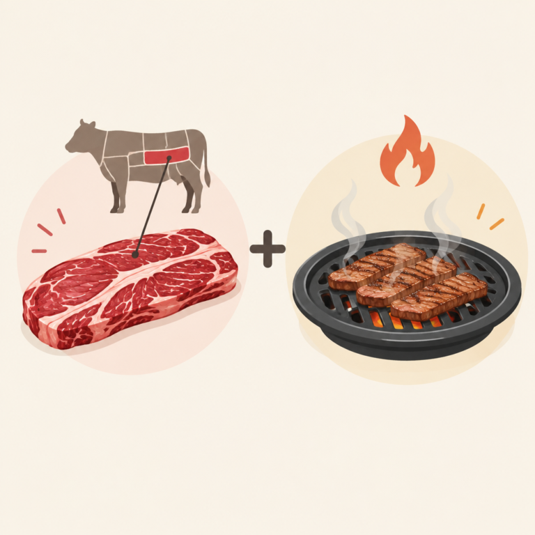 AI 생성 설명 이미지: 안산일동맛집 유니드정육식당 | ‘갈비살’과 ‘갈비살구이’ 메뉴명 읽는 법
